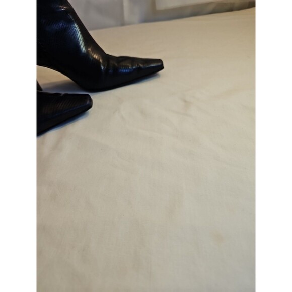 Gianni Bini blue Leather High Heel Zip Ankle Boot Bootie Pump Women Shoes 6.5 - Picture 4 of 5